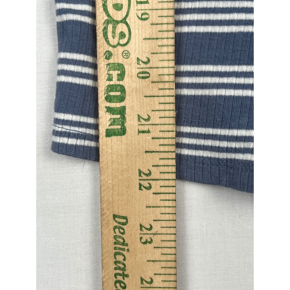 a.n.a A New Approach Henley Top Womens Large Blue White Striped Ribbed L - Picture 5 of 7